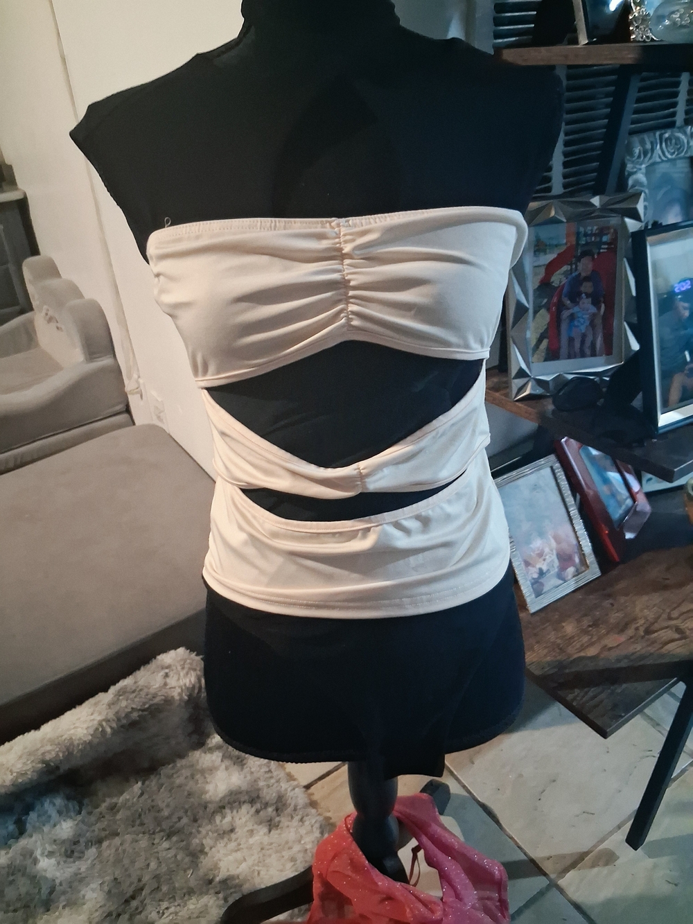 Cream Strapless Cutout Wrap Top